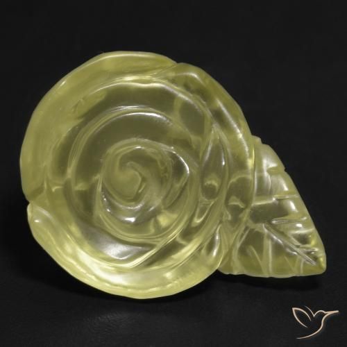 17.67ct Natürlicher Blasses Gelb Quarz, Blumen-Schliff, Transparent