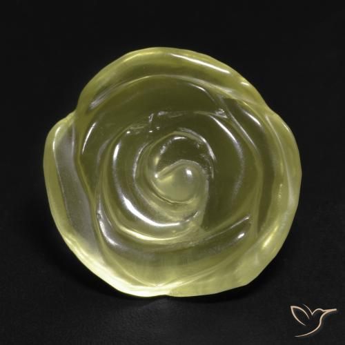11.58ct Natürlicher grünlich-gelb Quarz, Blumen-Schliff, Transparent
