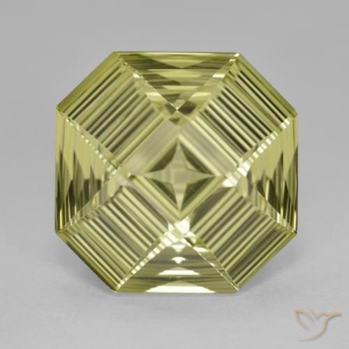 8.77ct Natürlicher grünlich-gelb Quarz, Smaragdschliff, VVS