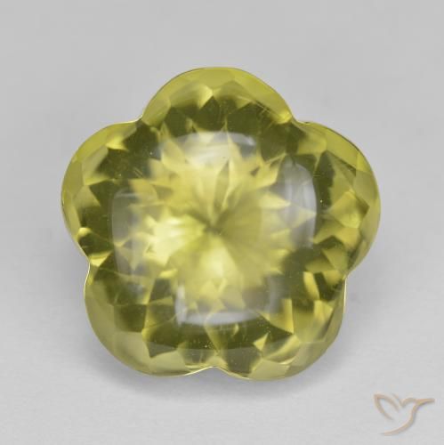 11.91ct Natürlicher Ananas Gelb Quarz, Blumen-Schliff, Transparent