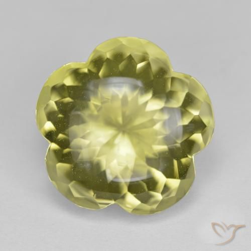 11.16ct Natürlicher grünlich-gelb Quarz, Blumen-Schliff, Transparent