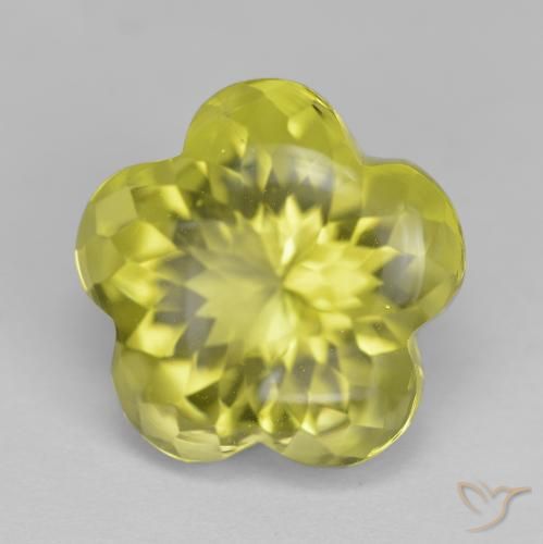 10.71ct Natürlicher Helles Ananasgelb Quarz, Blumen-Schliff, Transparent