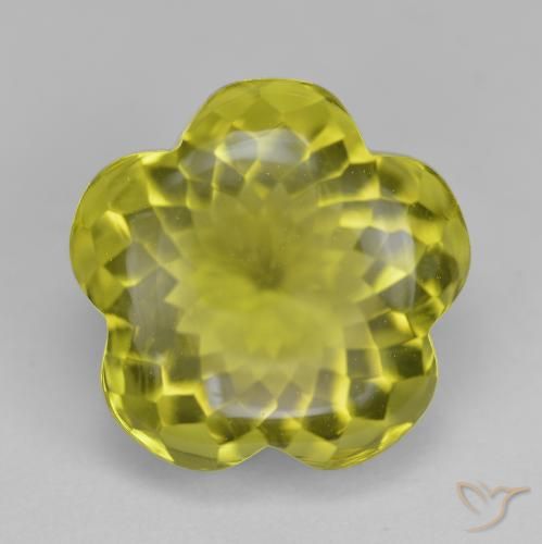 14.78ct Natürlicher grünlich-gelb Quarz, Blumen-Schliff, Transparent