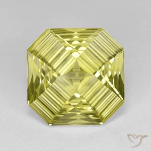 6.37ct Natürlicher Helles Ananasgelb Quarz, Smaragdschliff, VVS-VS