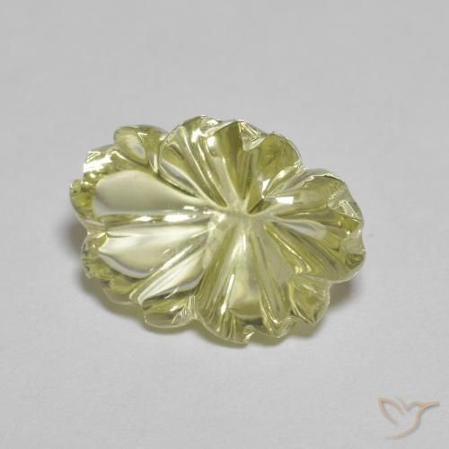 9,17 ctw natürlicher Blasses Cremegelb Quarz, Blumen-Schliff, Transparent