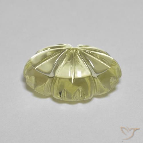 9,17 ctw natürlicher Blasses Cremegelb Quarz, Blumen-Schliff, Transparent