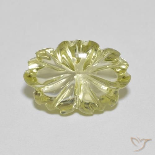 6.48ct Natürlicher grünlich-gelb Quarz, Blumen-Schliff, Transparent