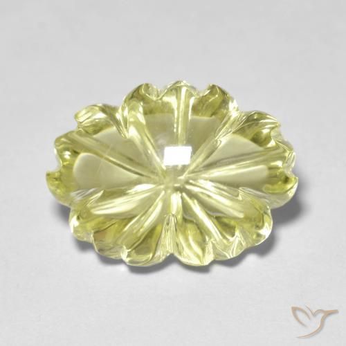 10.65ct Natürlicher Mittelhelles Gelb Quarz, Blumen-Schliff, Transparent