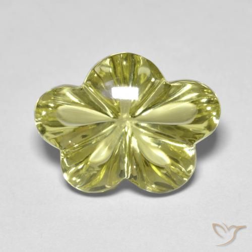9.59ct Natürlicher grünlich-gelb Quarz, Blumen-Schliff, Transparent