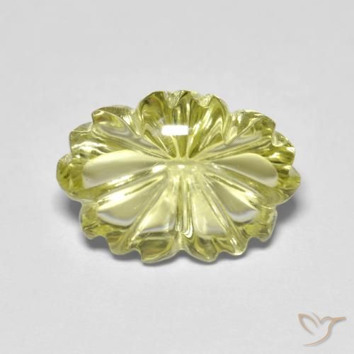 6.53ct Natürlicher grünlich-gelb Quarz, Blumen-Schliff, Transparent