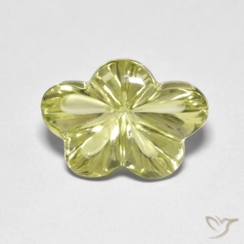 6.25ct Natürlicher grünlich-gelb Quarz, Blumen-Schliff, Transparent