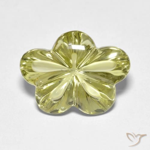 9.34ct Natürlicher Mittelgelb Quarz, Blumen-Schliff, Transparent