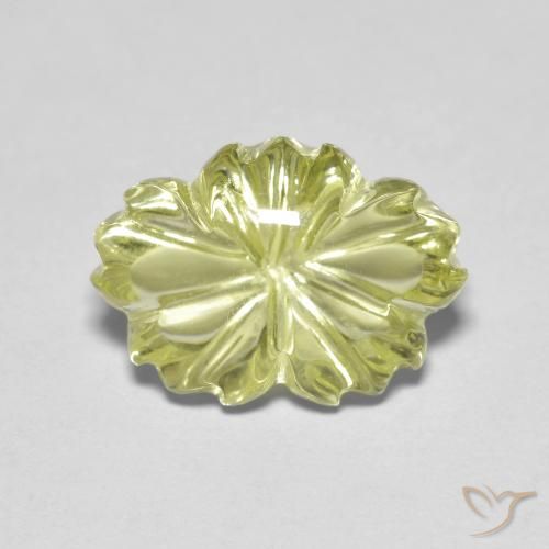 6.40ct Natürlicher hellgelb Quarz, Blumen-Schliff, Transparent