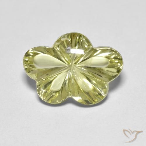 6.31ct Natürlicher grünlich-gelb Quarz, Blumen-Schliff, Transparent