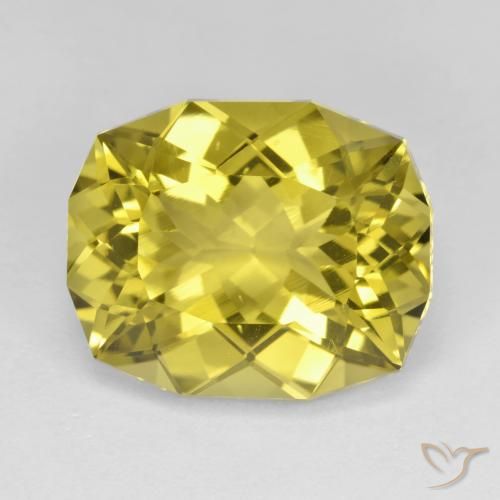 11.42ct Natürlicher Mittelgelb Quarz, Kissen, VVS-VS
