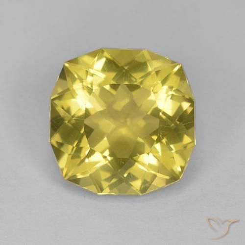 6.40ct Natürlicher Blasses Gelb Quarz, Kissen, VS