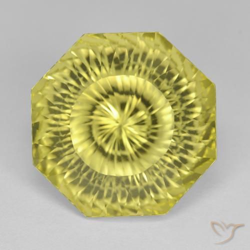 12.79ct Natürlicher hellgelb Quarz, Smaragdschliff, VVS