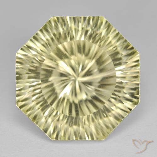 18.41ct Natürlicher hellgelb Quarz, Smaragdschliff, VVS