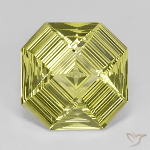13.31ct Natürlicher grünlich-gelb Quarz, Smaragdschliff, VVS