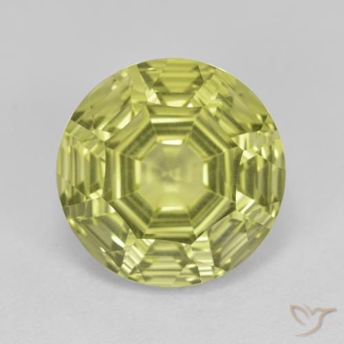 6.09ct Natürlicher gelb-grün Quarz, Runden, VVS