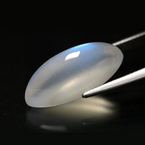 9,17 ctw natürlicher Blau-weiß Regenbogenmondstein, Transparent, Transparent / Lichtdurchlässig