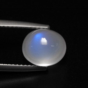 3,52 ctw natürlicher weißer Regenbogen-Mondstein, Transparent, Transparent / Lichtdurchlässig
