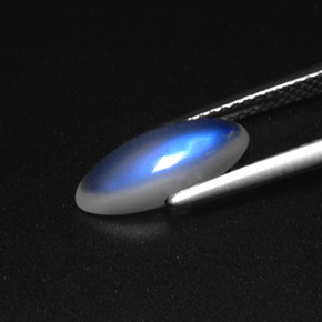 9,17 ctw natürlicher Blau-weiß Regenbogenmondstein, Transparent, Transparent / Lichtdurchlässig