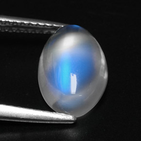 2,88 ctw natürlicher weißer Regenbogen-Mondstein, Oval Schliff, Transparent