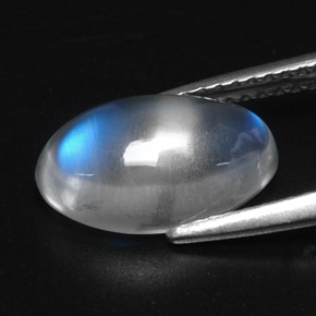 2,88 ctw natürlicher weißer Regenbogen-Mondstein, Oval Schliff, Transparent