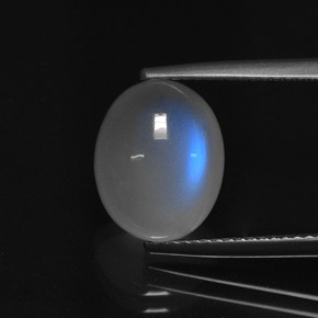 9,17 ctw natürlicher Blau-weiß Regenbogenmondstein, Oval Schliff, Lichtdurchlässig