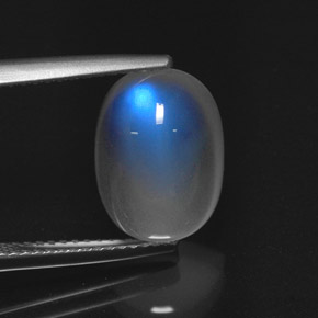 9,17 ctw natürlicher Blau-weiß Regenbogenmondstein, Oval Schliff, Lichtdurchlässig