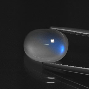 9,17 ctw natürlicher Blau-weiß Regenbogenmondstein, Oval Schliff, Lichtdurchlässig