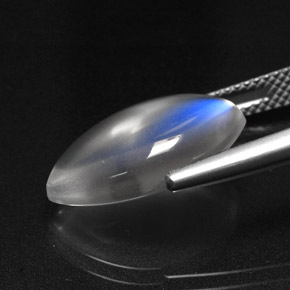 9,17 ctw natürlicher Blau-weiß Regenbogenmondstein, Transparent, Transparent / Lichtdurchlässig