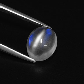 2,78 ctw natürlicher weißer Regenbogen-Mondstein, Oval Schliff, Transparent