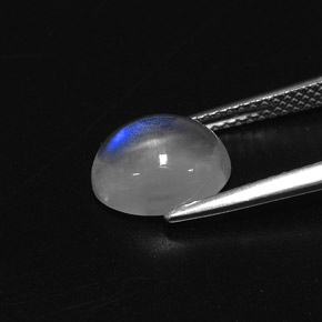 2,78 ctw natürlicher weißer Regenbogen-Mondstein, Oval Schliff, Transparent
