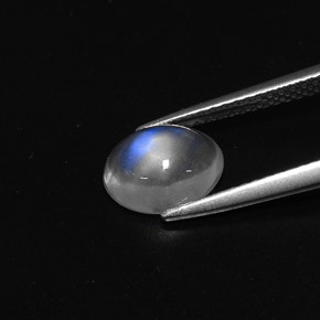 1,57 ctw natürlicher weißer Regenbogen-Mondstein, Oval Schliff, Transparent