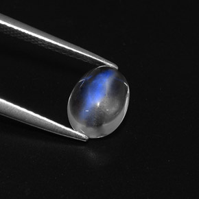 1,85 ctw natürlicher weißer Regenbogen-Mondstein, Oval Schliff, Transparent