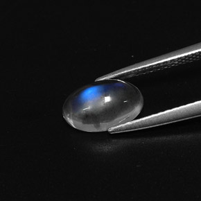 1,50 ctw natürlicher weißer Regenbogen-Mondstein, Oval Schliff, Transparent