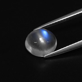 2,42 ctw natürlicher weißer Regenbogen-Mondstein, Oval Schliff, Transparent