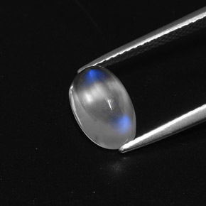 9,17 ctw natürlicher Blau-weiß Regenbogenmondstein, Oval Schliff, Transparent