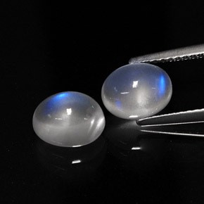  ct natürliche Blau-weiß Regenbogenmondstein-Edelsteine, Oval Schliff, Lichtdurchlässig
