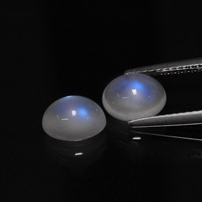  ct natürliche Blau-weiß Regenbogenmondstein-Edelsteine, Oval Schliff, Lichtdurchlässig