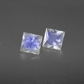  ct natürliche Blau-weiß Regenbogenmondstein-Edelsteine, Quadrat, VS-SI