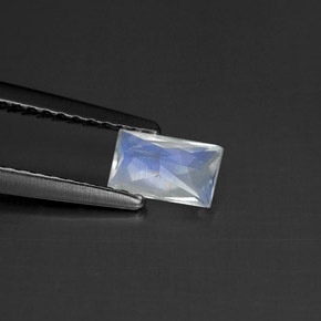 0,42 ctw natürlicher weißer Regenbogen-Mondstein, Baguette, Transparent