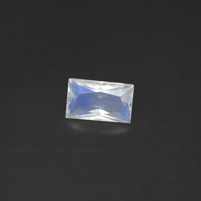 0,42 ctw natürlicher weißer Regenbogen-Mondstein, Baguette, Transparent