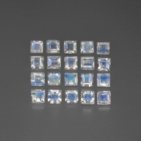 3,35 ct natürliche weißer Regenbogen-Mondstein-Edelsteine, Transparent, Transparent / Lichtdurchlässig