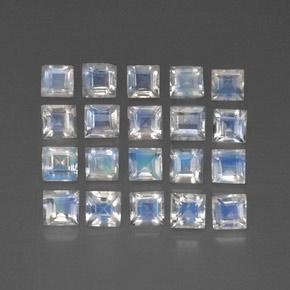3,35 ct natürliche weißer Regenbogen-Mondstein-Edelsteine, Transparent, Transparent / Lichtdurchlässig