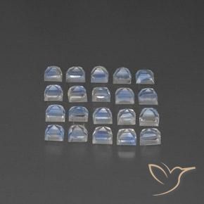 3.27 ct natürliche Bläulich-weiß Regenbogenmondstein-Edelsteine, Quadrat, Transparent / Lichtdurchlässig
