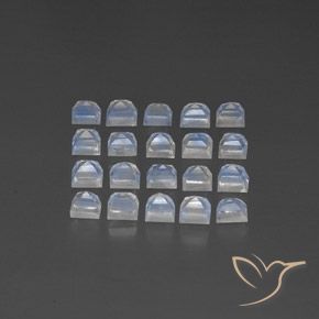 2.87 ct natürliche Bläulich-weiß Regenbogenmondstein-Edelsteine, Quadrat, Transparent / Lichtdurchlässig