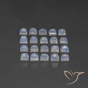 2.22 ct natürliche Bläulich-weiß Regenbogenmondstein-Edelsteine, Quadrat, Transparent / Lichtdurchlässig